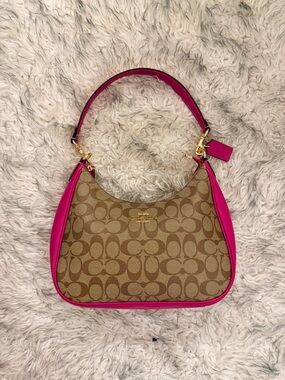 Coach Teri Hobo Signature Canvas Bag - Fuchsia